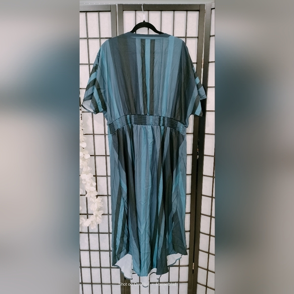 BloomChic Striped Dolman Sleeve Pocket Shirred Flutter Wrap Dress Size 22 Blue - Picture 4 of 6